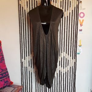 VPL Deep V-Neck Dress in Dark Olive